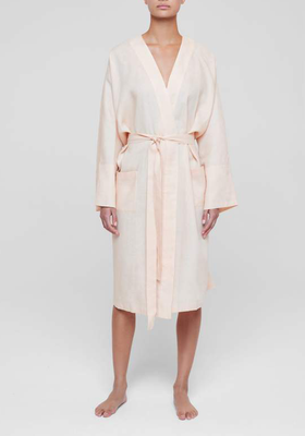 Athens Peach Linen Robe from Asceno