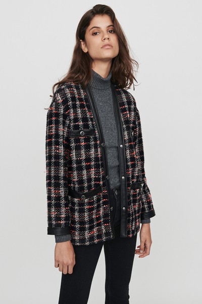 Tweed-Style Contrast Jacket from Maje