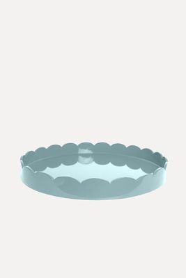 Eau De Nil Round Medium Lacquered Scallop Tray from Addison Ross