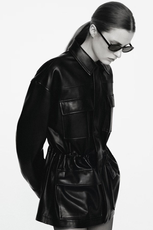 100% Leather Parka With Cinched Waist