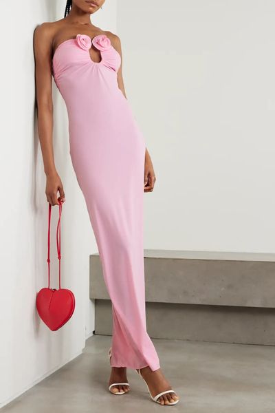 Strapless Appliquéd Draped Stretch-Jersey Maxi Dress from Magda Butrym