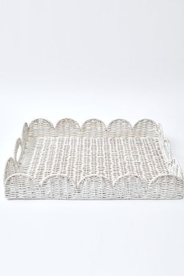 Round Scalloped Rattan Tray With Stand– Mrs. Alice