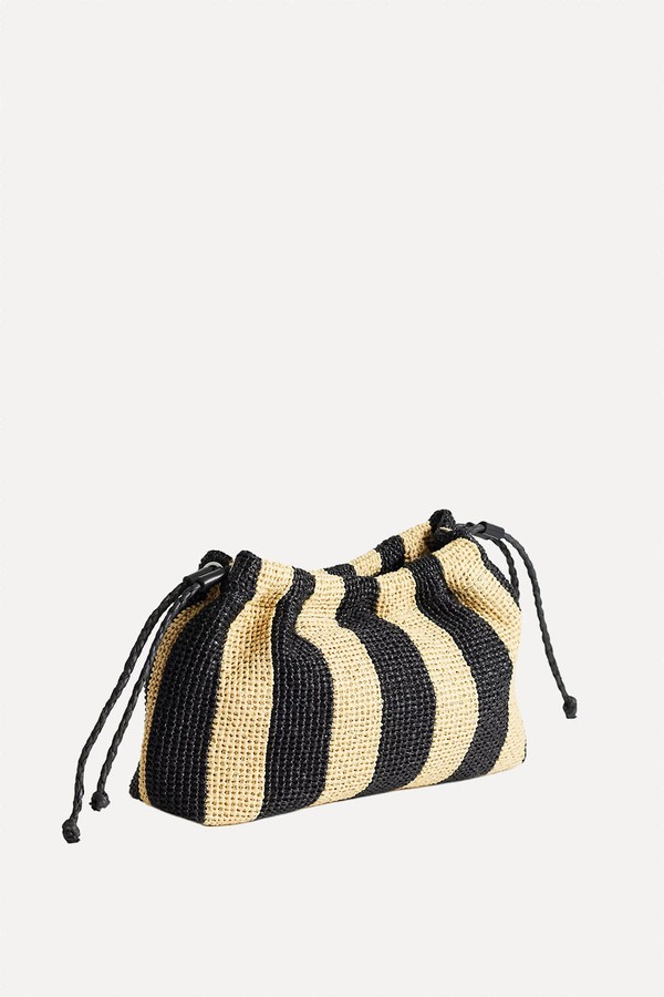 Jay Medium Stripe Straw Clutch Bag from Topshop