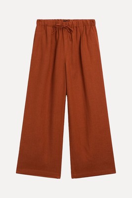 100% Linen Trousers With Elasticated Waistband from Massimo Dutti