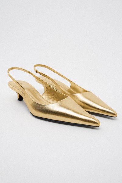 Metallic Leather Slingback Shoes from Zara