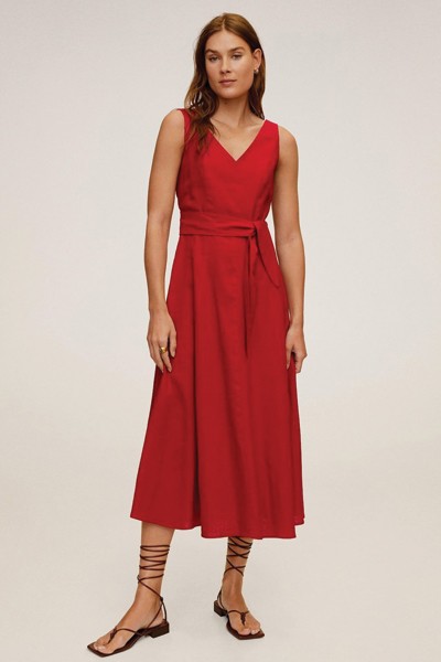 Linen Blend Midi Dress from Mango