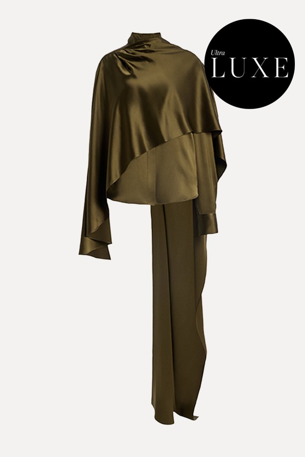 Sari-Inspired Draped Silk Satin Shirt from Atelier Prabal Gurung