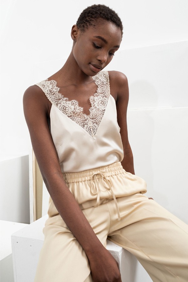 Satin Lace Slip Tank Top