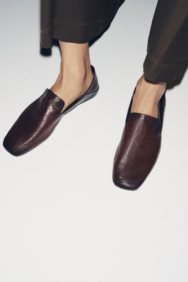 Leather Loafers With High Vamp from Zara