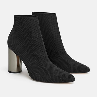 Fabric Ankle Boots With Metallic High Heels  from Zara 