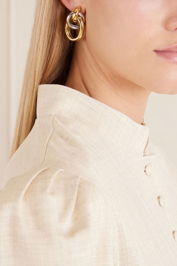 Two Tone Ami Gold & Rhodium-Plated Earrings from Martha Calvo