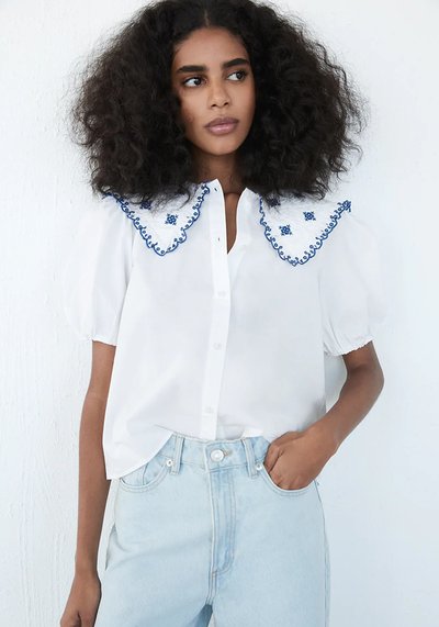 Embroidered Poplin Shirt from Zara