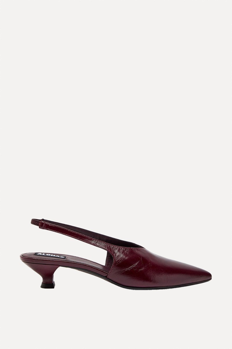Eros 45 Glossed Leather Slingback Pumps from Alohas