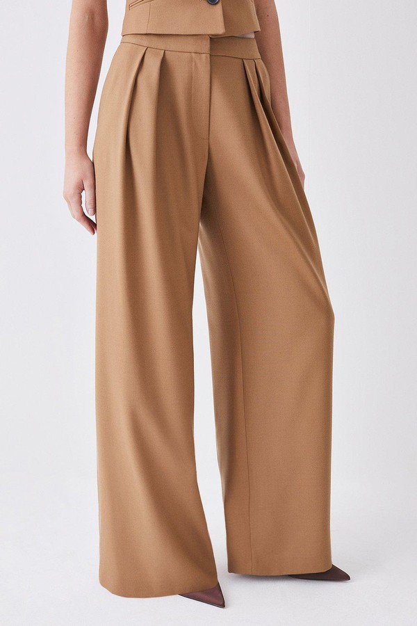 Premium Wool Flannel Pleat Detail Trouser
