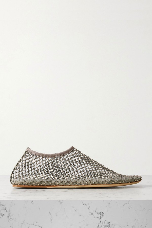 Minette Crystal-Embellished Mesh Ballet Flats from Christopher Esber