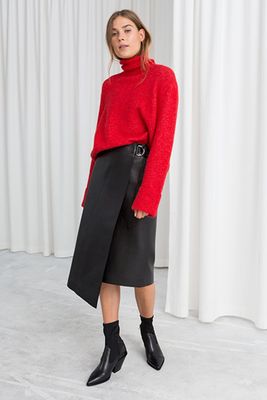 Asymmetric Belted Leather Skirt from & Other Stories