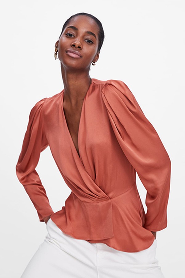 Satin Wrap Blouse from Zara