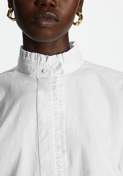 Relaxed Fit Ruffled Poplin Shirt