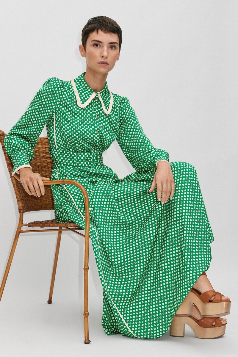 Polka Dot Flower Maxi Shirt Dress & Belt, £295 | ME+EM