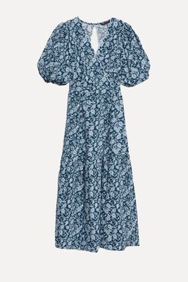 Pure Cotton Printed V-Neck Midi Wrap Dress from Marks & Spencer