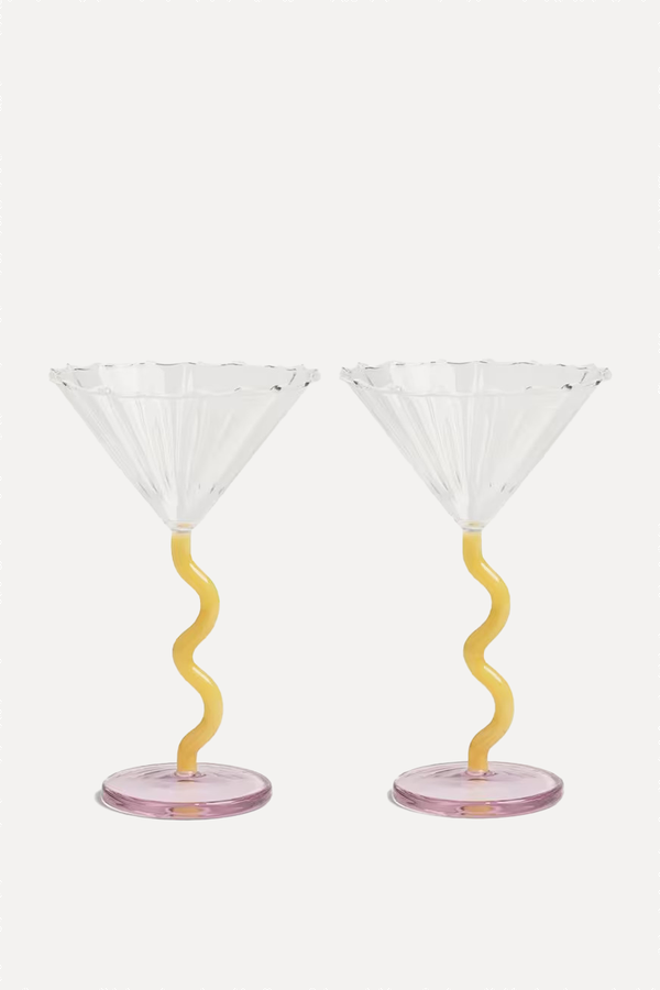 Set Of 2 Curve Caramel Coupe Glasses  from &Klevering