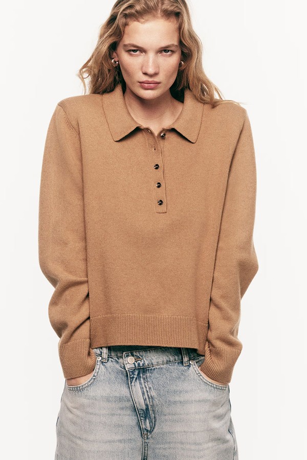 Shoulder-Pad Polo Jumper