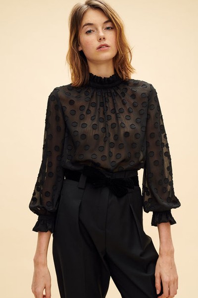 Ruffle Collar Plumetis Top from Claudie Pierlot