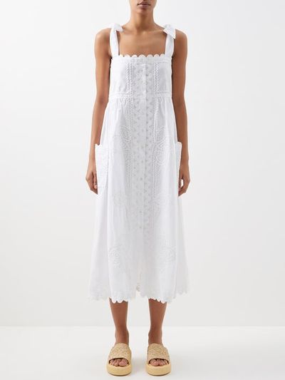 Tie-Shoulder Cotton-Poplin Midi Dress from Juliet Dunn