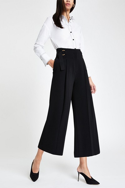 Black Crop Wide Leg Trouser