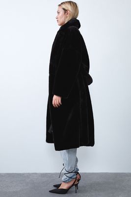 Belted Faux Fur Coat from Zara