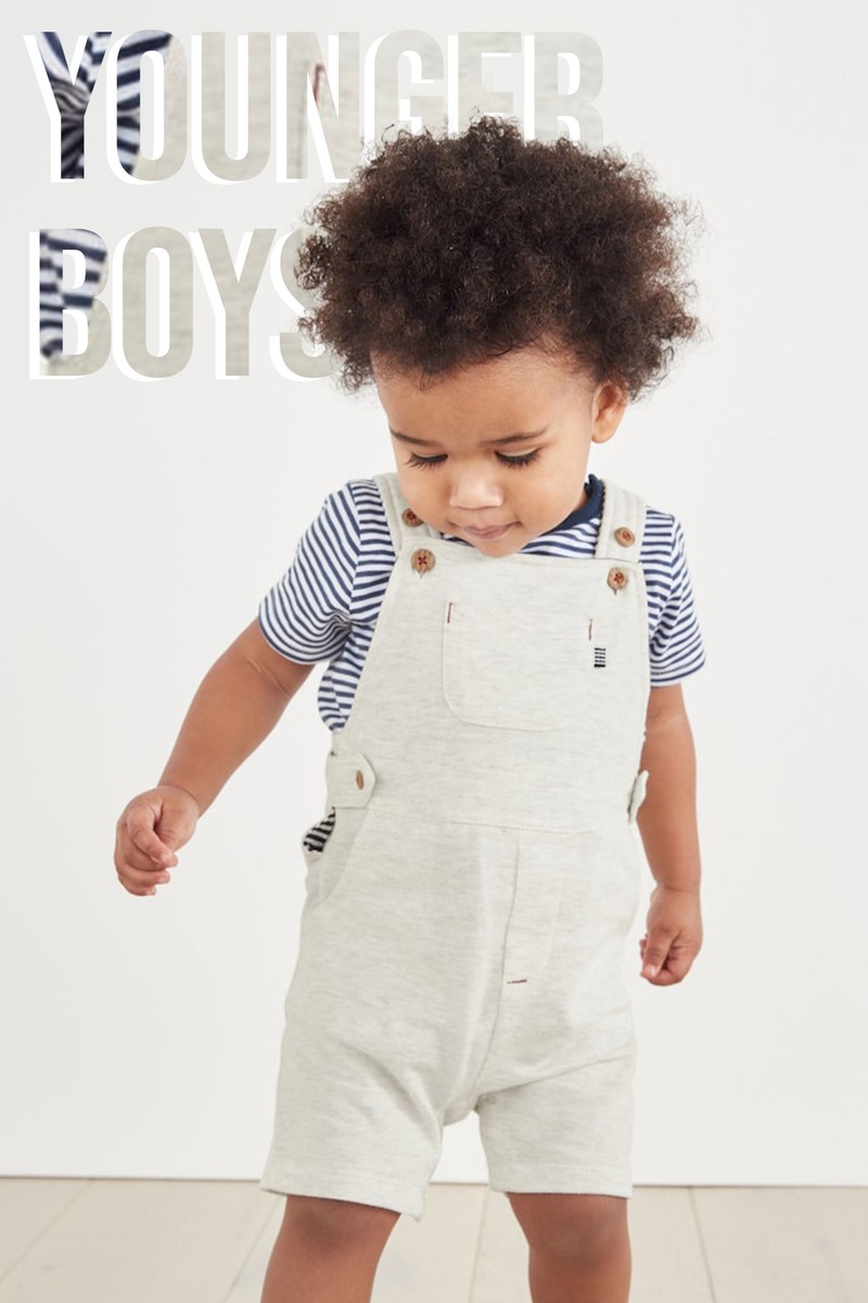Grey Pique Dungaree & T-Shirt Set from The White Company