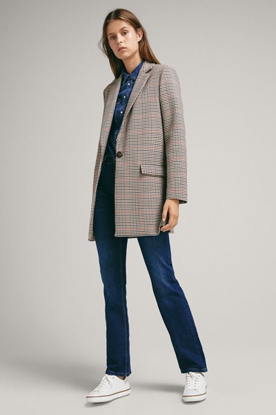 Check Wool Blazer Coat