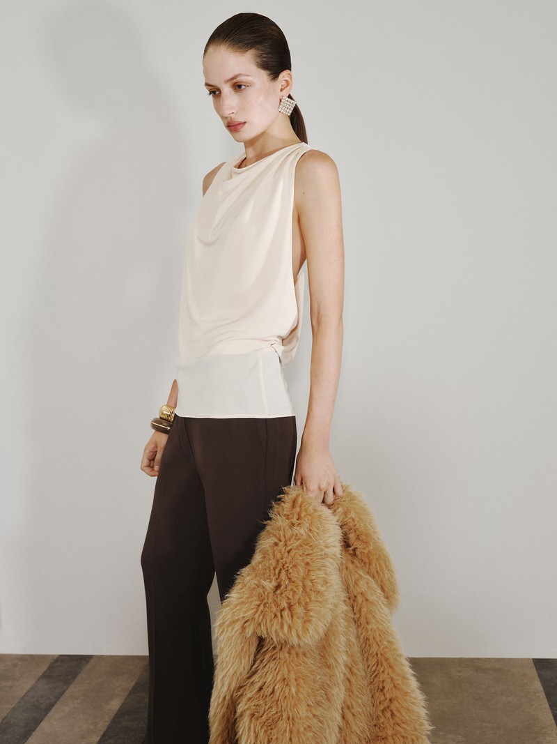 Draped Top With Metallic Detail