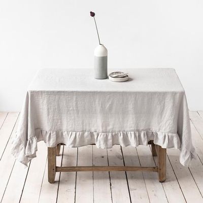 Ruffle Trim Linen Tablecloth from Magic Linen