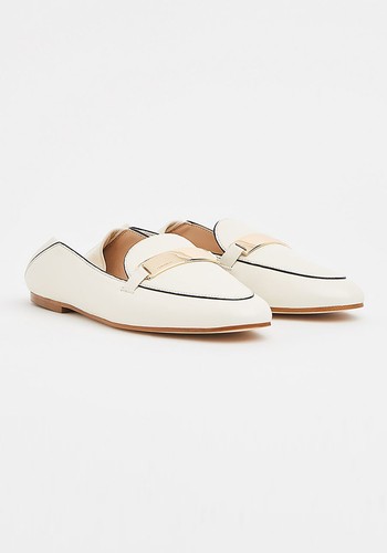 Paola Off White Leather Contrast Piping Loafers from LK Bennett