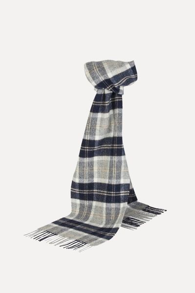 Silver & Navy Cashmere Scarf from Morrows