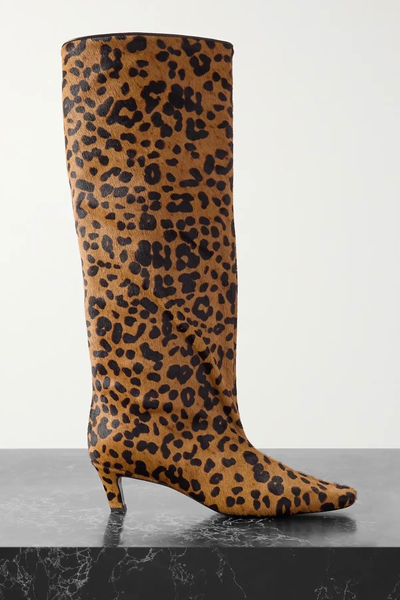 The Wide Shaft Leopard-Print Calf Hair Knee Boots from Toteme