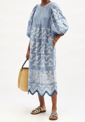 Addicted To Love Embroidered Linen-Voile Dress