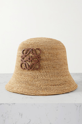 Leather-Trimmed Raffia Bucket Hat from Loewe x Paula's Ibiza