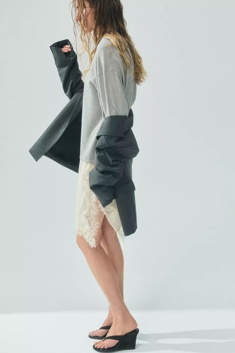 Sweater With Contrast Lace Detail 