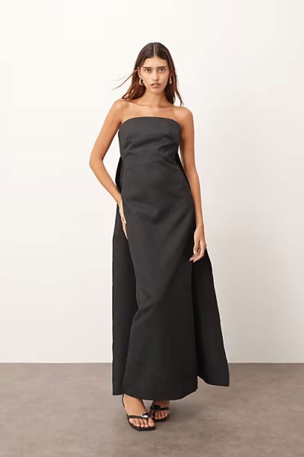 Bandeau Structured Maxi Dress With Back Cut Out