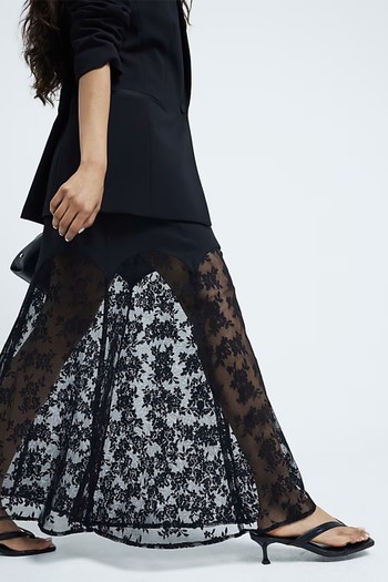 Satin Lace Midi Skirt from River Island