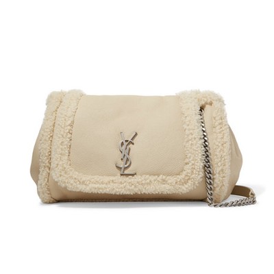 Nolita Medium Textured-Leather & Shearling Shoulder Bag from Saint Laurent