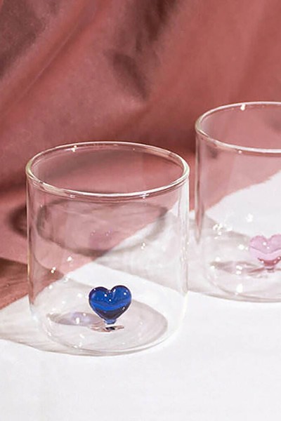 Drinking Glass With Mini 3D Heart