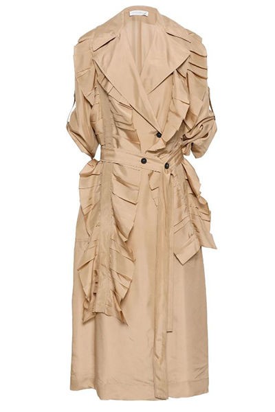 Ruffled Silk Trench Coat from Victoria Beckham