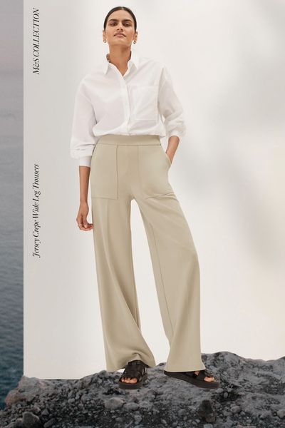 Jersey Crepe Wide Leg Trousers