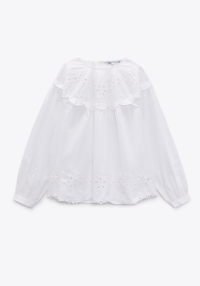 Shirt With Cutwork Embroidery from Zara