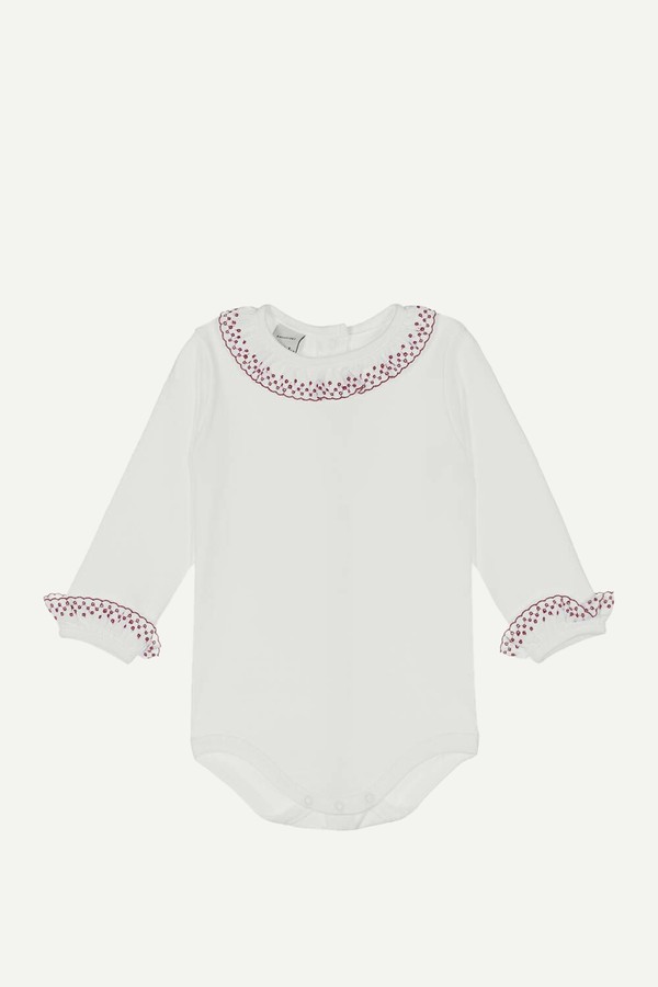Embroidered Ruffle Collar Bodysuit from Babidu