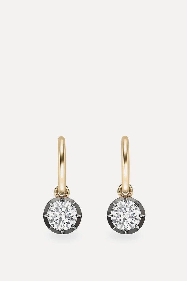 0.70ct Diamond & Blackened Gold Gypset Hoop Earrings