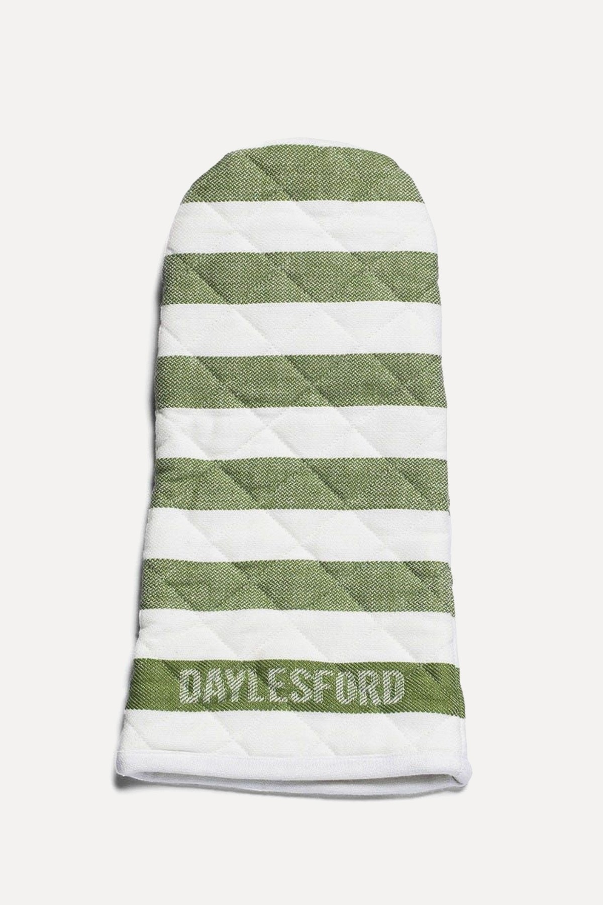 White & Green Stripe Oven Glove from Daylesford